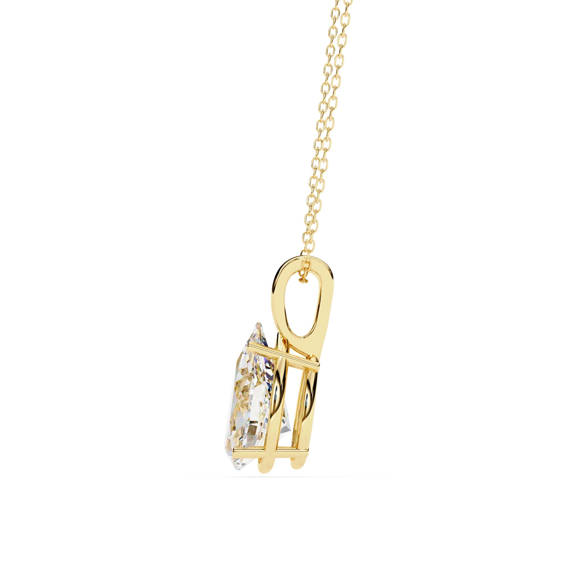 2.61 Ct Pear Shaped Diamond Solitaire Pendant in Yellow Gold