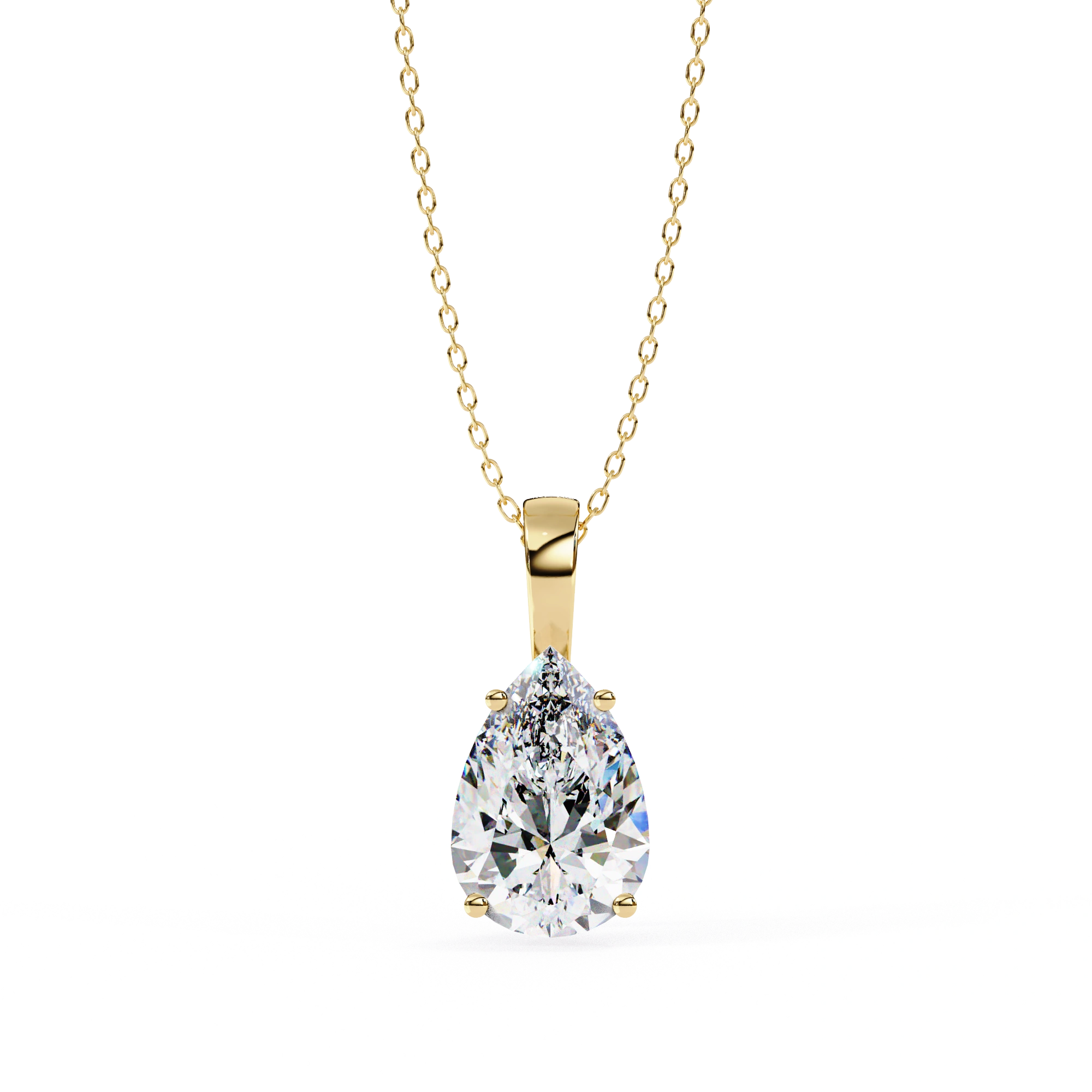 2.61 Ct Pear Shaped Diamond Solitaire Pendant in Yellow Gold Lab Diamond