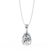 2.61 Ct Pear Shaped Diamond Solitaire Pendant in Yellow Gold Lab Diamond
