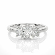 1.02 Carat Princess Cut Diamond Three Stone Ring with Sleek Band 950 Platinum Natural Diamond Three Stone Engagement Rings