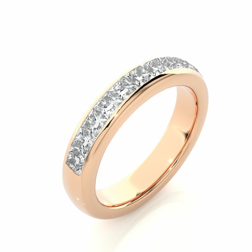1.05 Ct Princess Cut Channel Set Diamond Eternity Wedding Band