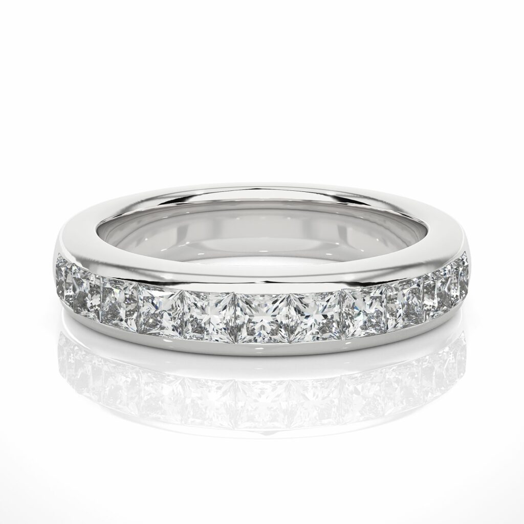 1.05 Ct Princess Cut Channel Set Diamond Eternity Wedding Band 950 Platinum Natural Diamond