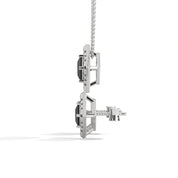 Princess Cut Diamond Black Diamond Pendant & Earrings Halo Set