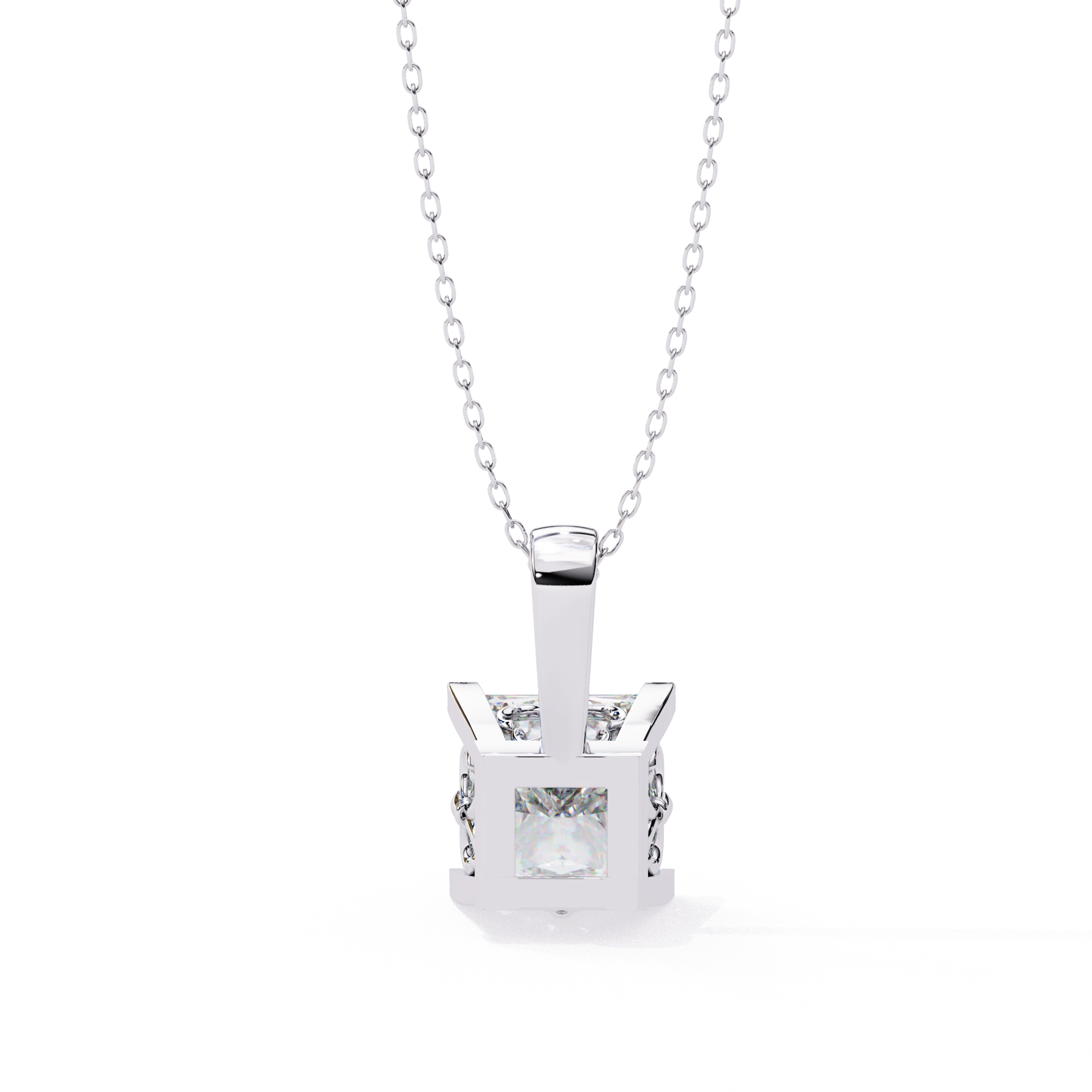 2.74 Ct Princess Cut Lab Diamond Pendant Bold White Gold Setting