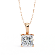 2.74 Ct Princess Cut Lab Diamond Pendant Bold White Gold Setting Lab Diamond