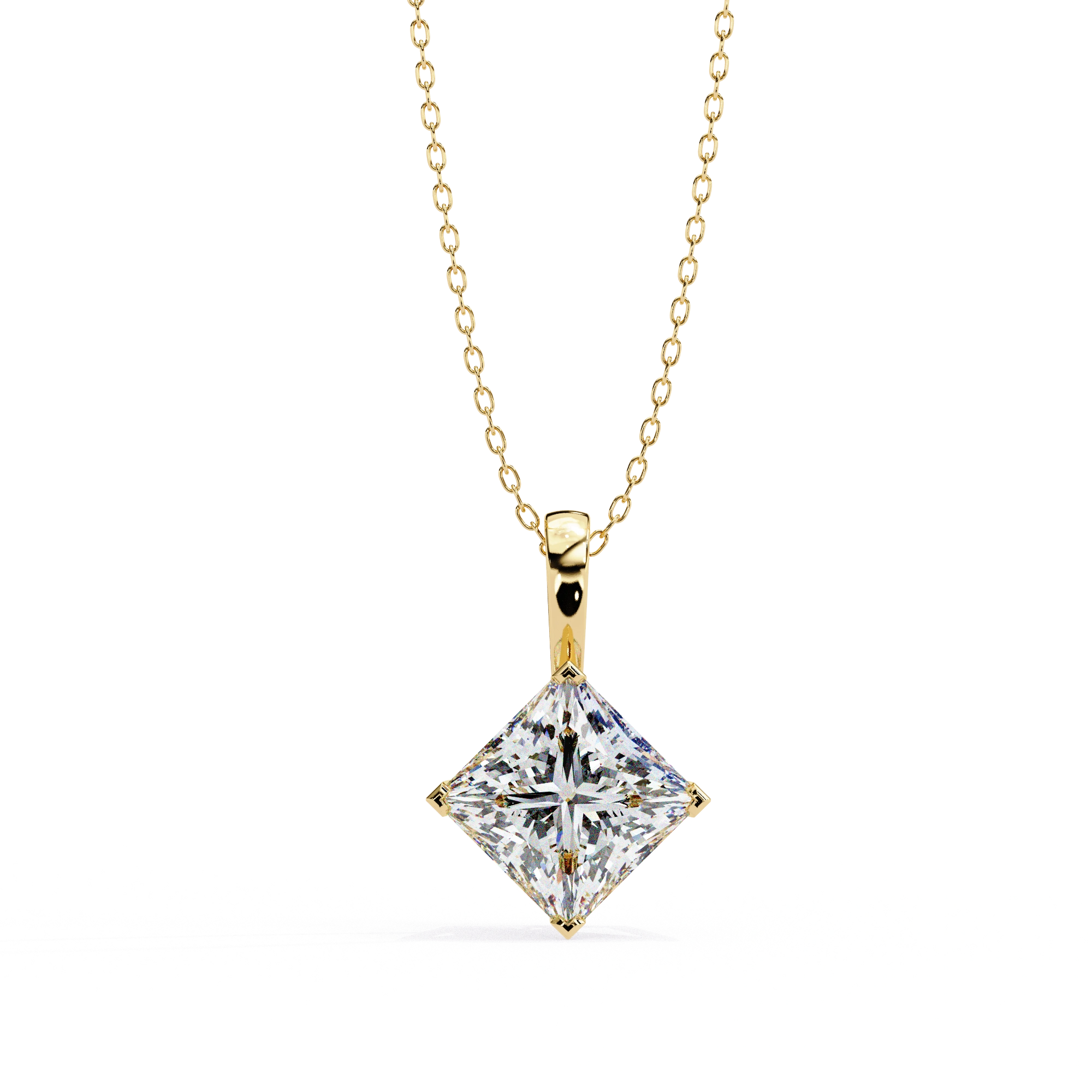 3 Ct Princess Cut Lab Diamond Solitaire Pendant Rose Gold Lab Diamond