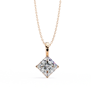 3 Ct Princess Cut Lab Diamond Solitaire Pendant Rose Gold Lab Diamond