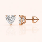 Luxury Heart Diamond Stud Earrings by Size & Setting