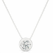 1.25 Carat Round Cut Bezel Setting Diamond Pendant In White Gold Lab Diamond