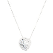 1.25 Carat Round Cut Bezel Setting Diamond Pendant In White Gold