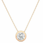 1.10 Carat Round Cut Bezel Setting Diamond Pendant In Yellow Gold Rose