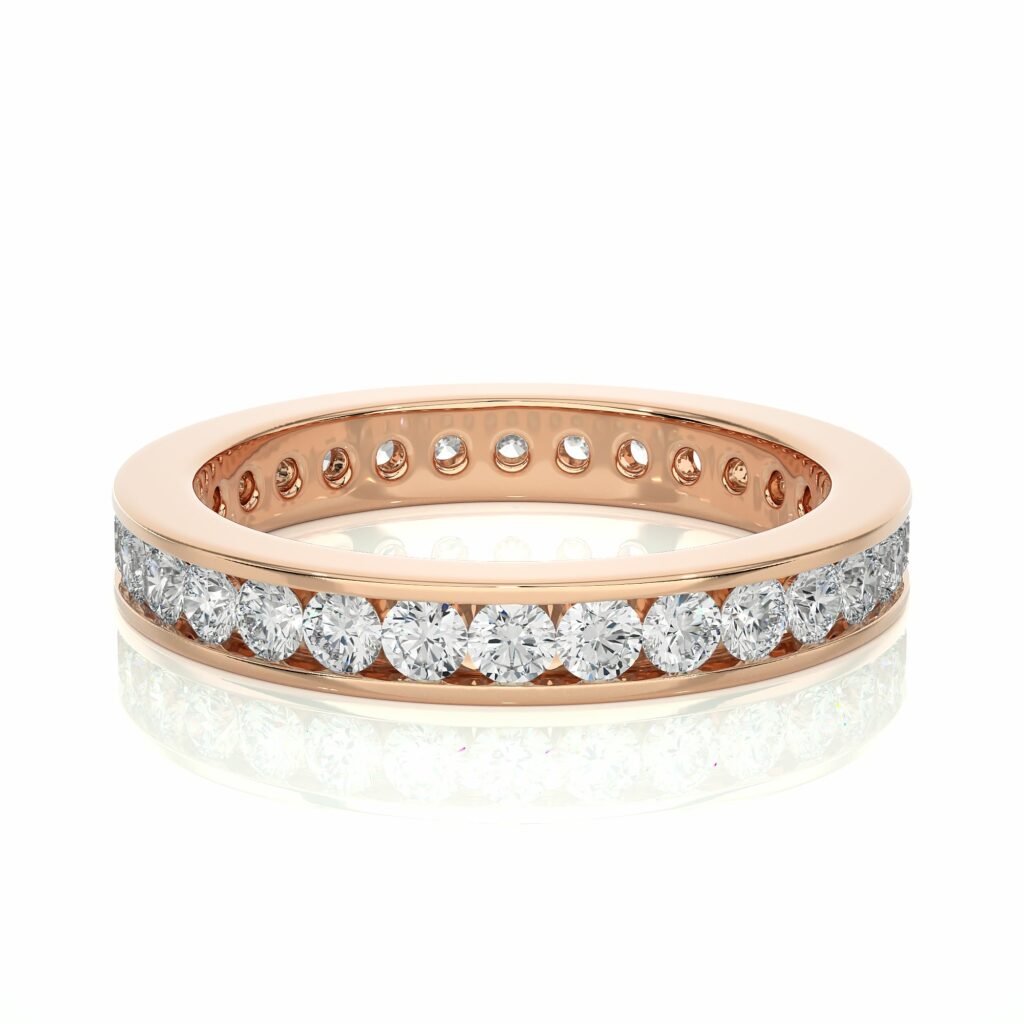 1.20 Carat Round Cut Channel Set Diamond Eternity Band In White Gold 18K Rose Gold Natural Diamond Eternity Wedding Rings