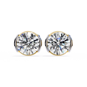 2.50 Carat Round Bezel Set Diamond Stud Earrings Lab Diamond