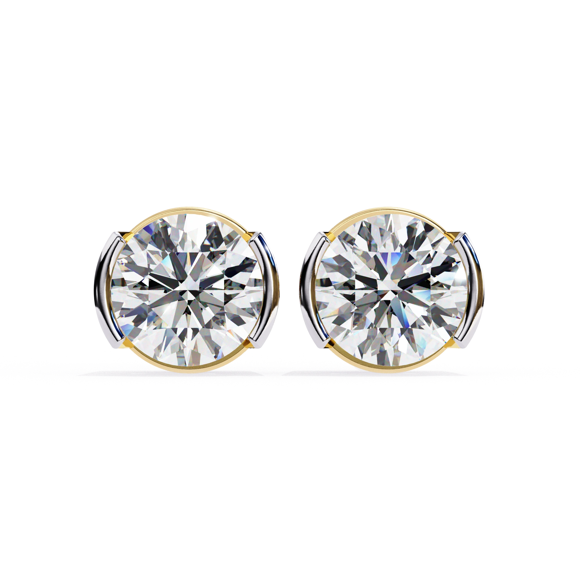 2.50 Carat Round Bezel Set Diamond Stud Earrings Lab Diamond