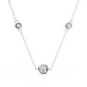 Round Cut Lab Diamond Bezel Set Necklace In Rose Gold 950 Platinum Natural Diamond