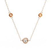 Round Cut Lab Diamond Bezel Set Necklace In Rose Gold 18K Rose Gold Natural Diamond