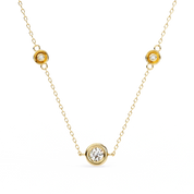 Round Cut Lab Diamond Bezel Set Necklace In Rose Gold 18K Yellow Gold Natural Diamond