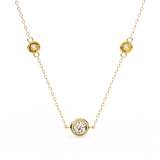 Round Cut Lab Diamond Bezel Set Necklace In Rose Gold