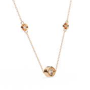 Round Cut Lab Diamond Bezel Set Necklace In Rose Gold