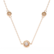 Round Cut Lab Diamond Bezel Set Necklace In Rose Gold