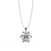2.43 Ct Round Lab Diamond Crown Basket Pendant Yellow Gold