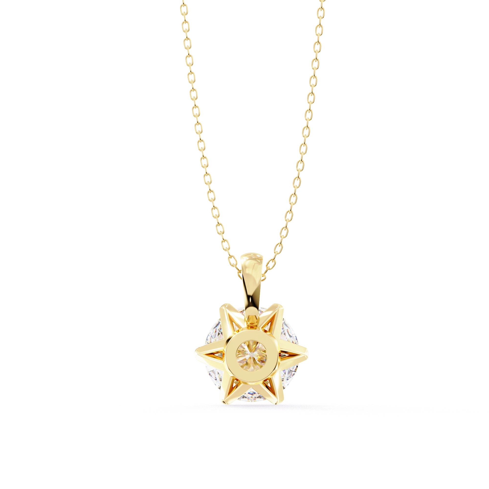 2.43 Ct Round Lab Diamond Crown Basket Pendant Yellow Gold