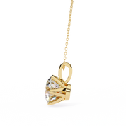 2.43 Ct Round Lab Diamond Crown Basket Pendant Yellow Gold