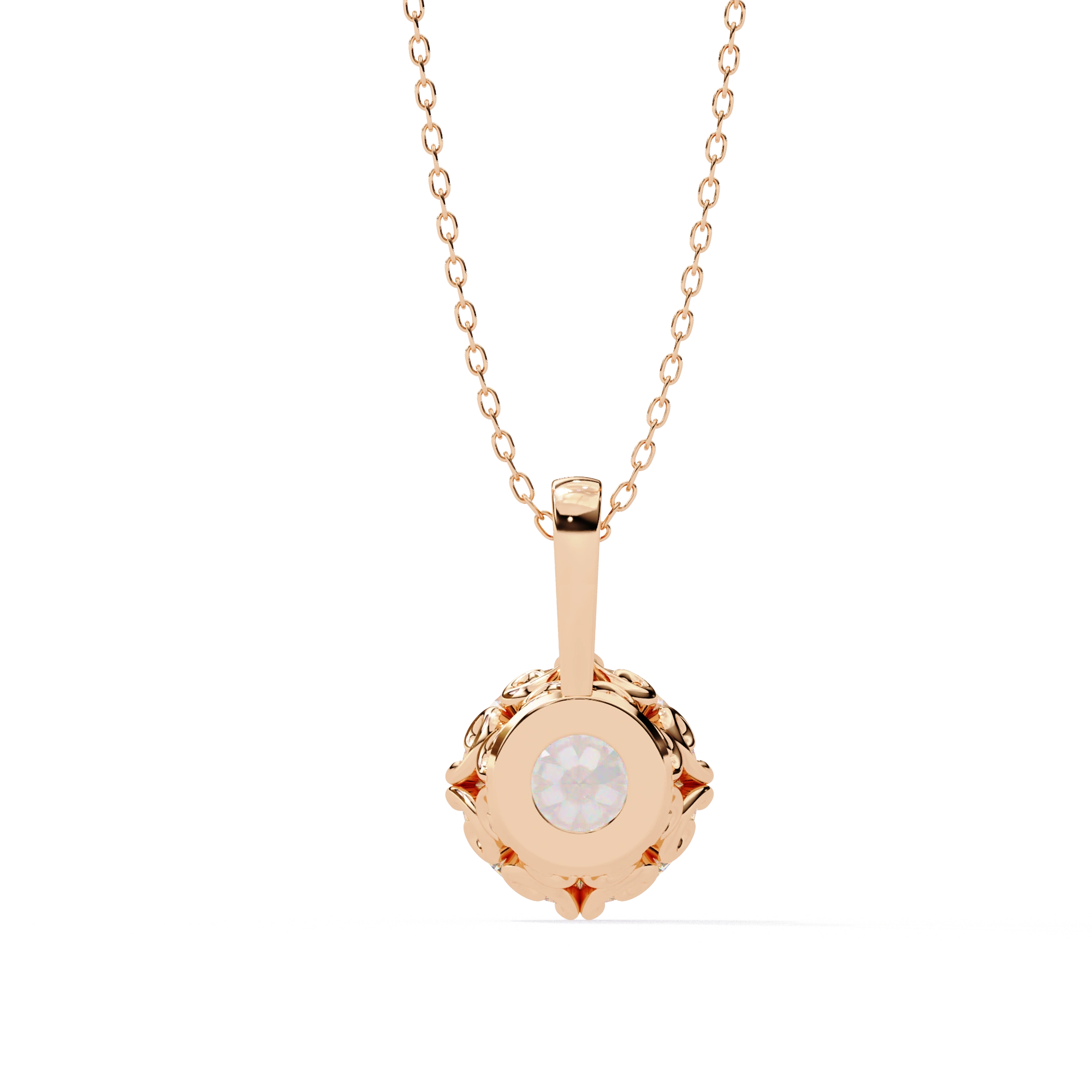 2 Ct Round Lab Diamond Solitaire Pendant Six Prong Rose Gold