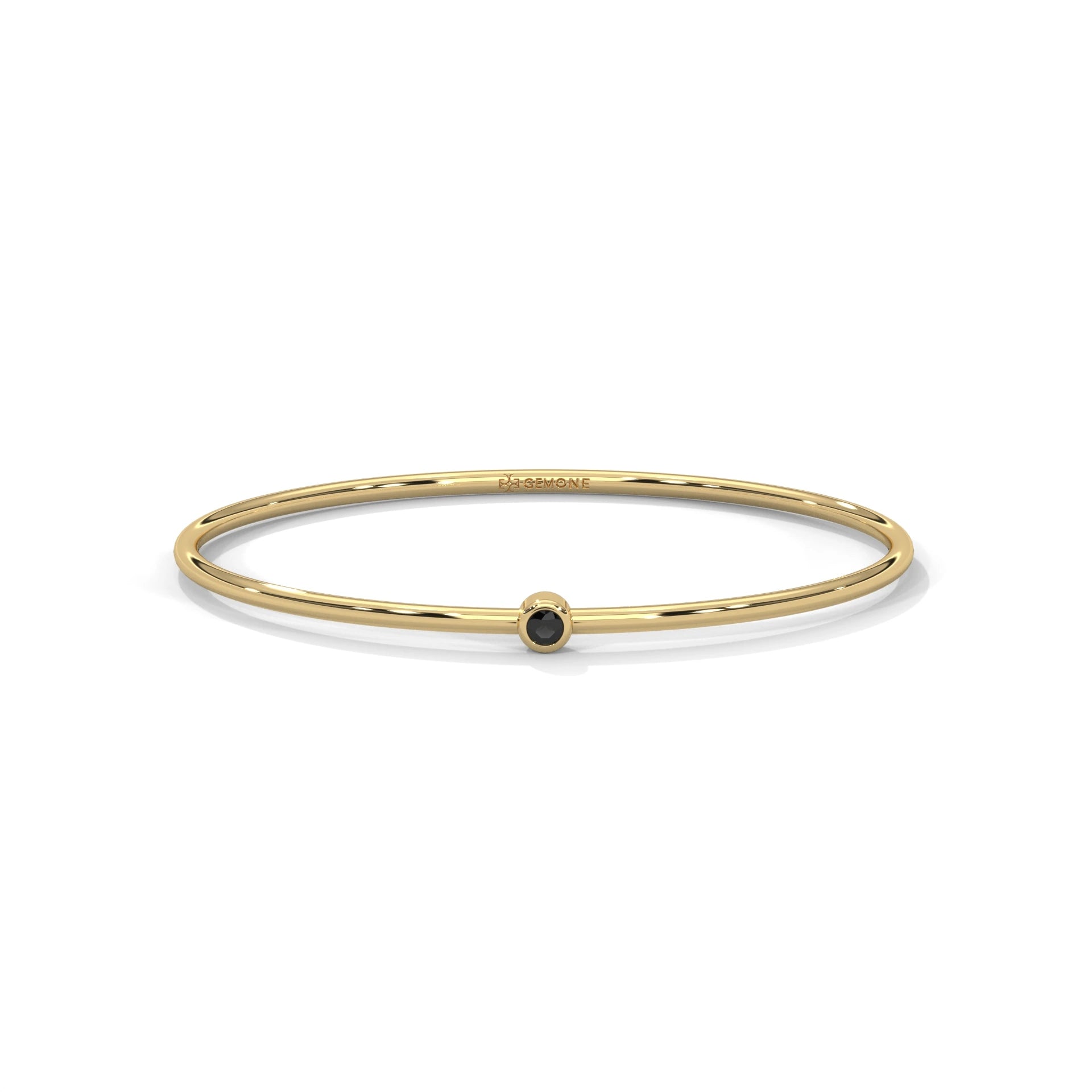 Round Cut Black Diamond Solitaire Bangle Bracelets 18K Yellow Gold