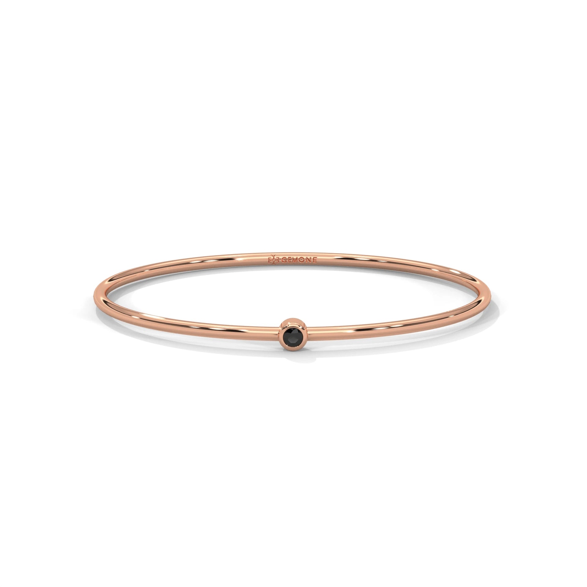 Round Cut Black Diamond Solitaire Bangle Bracelets 18K Rose Gold