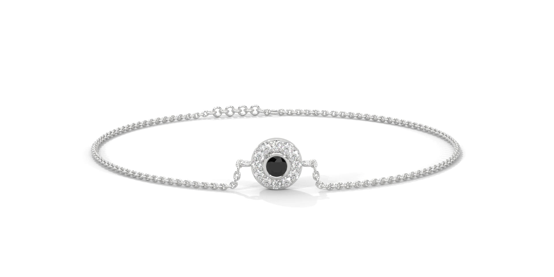 Luxury Round Cut Halo Black & White Diamond Bracelet Black Diamond Bracelets