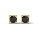 0.08 Carat Black Diamond Halo Earrings in Rose Gold