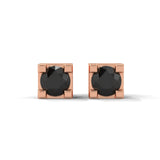 0.08 Carat Round Cut Black Diamond Stud Earrings in Rose Gold