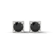 0.08 Carat Black Diamond Halo Earrings in Rose Gold