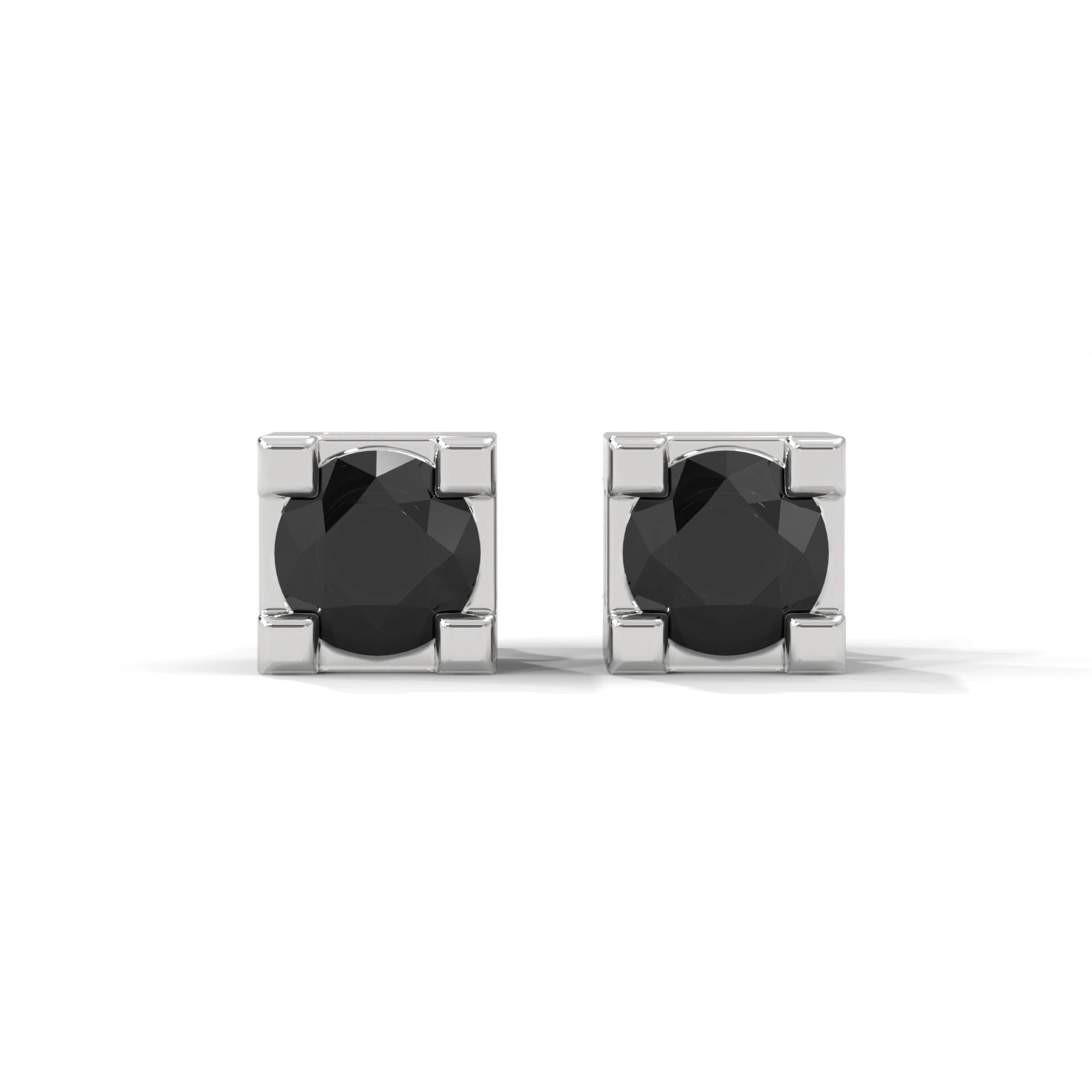 0.08 Carat Black Diamond Halo Earrings in Rose Gold