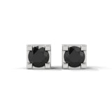 0.08 Carat Round Cut Black Diamond Stud Earrings in Rose Gold