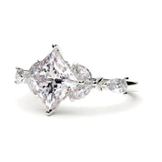 2.78 Ct Princess Cut Lab Diamond Ring with Marquise, Pear Side Stones