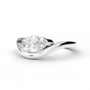1 Ct Marquise Cut Diamond Solitaire Ring with Curved Band Design