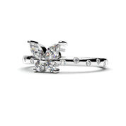 0.54 Ct Butterfly Marquise Diamond Promise Ring with Pavé Accent Band
