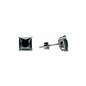 Luxury 7 Ct Square Cut Black Diamond Stud Earrings