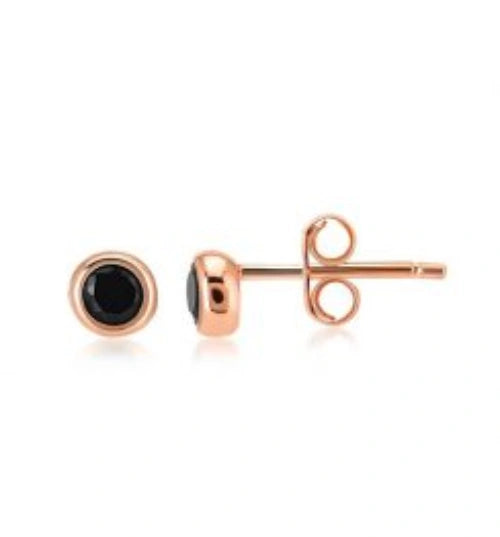 Classic 0.66 Carat Black Diamond Stud Earrings in Rose Gold