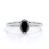 Unique 2 Carat Design Oval Cut Black Diamond Solitaire Engagement Ring