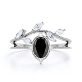 Unique Style Oval Cut Black Diamond Engagement Ring