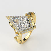 Angled view of 2.88ct Kite Shape Halo Lab Created Diamond Engagement Ring