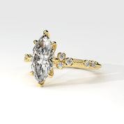 Side View Of 2.18ct Marquise Lab Diamond Ring with Accent Stones