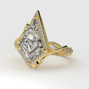 Side view of 2.88ct Kite Shape Halo Lab Created Diamond Engagement Ring