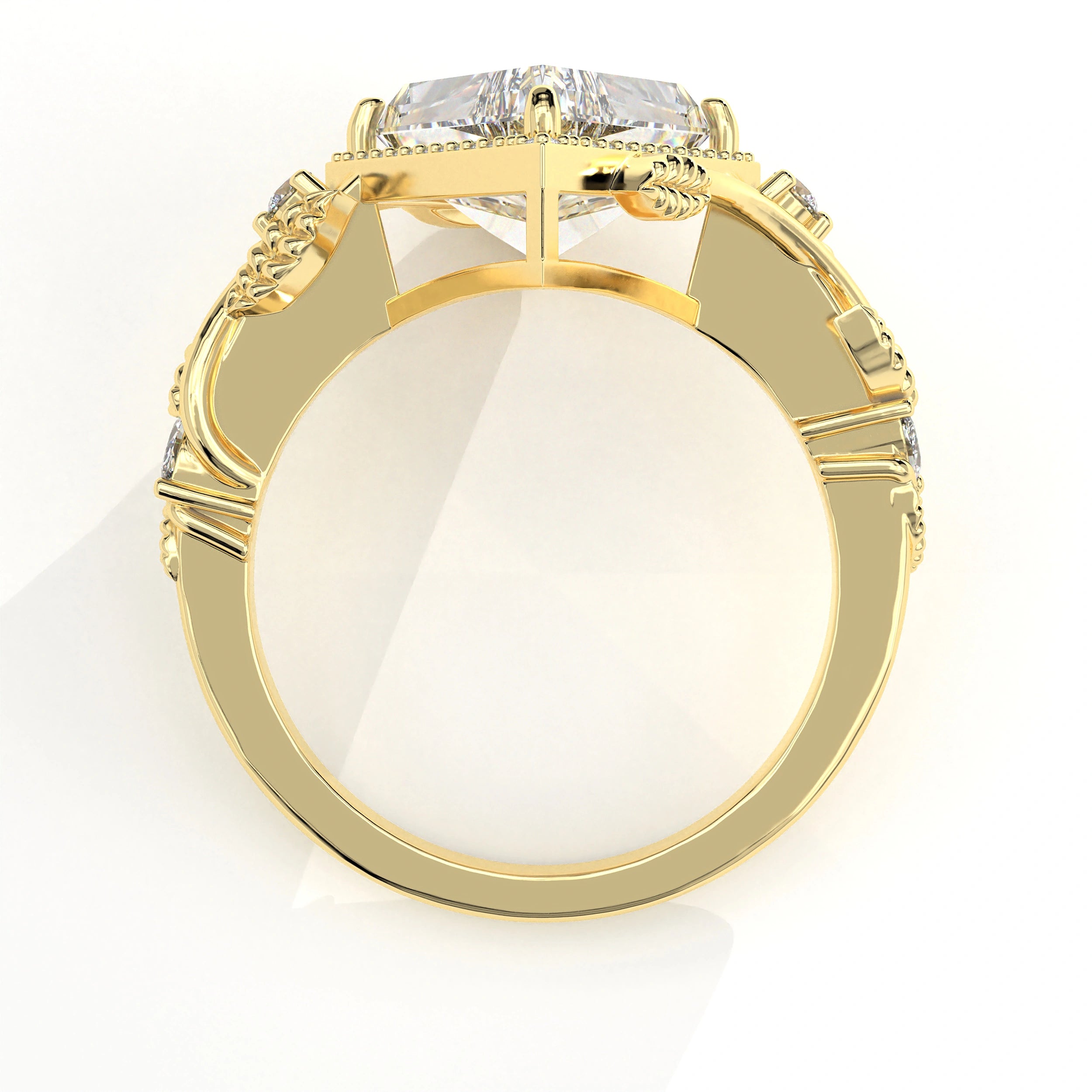 Metal view Of 2.88ct Kite Shape Halo Lab Created Diamond Engagement Ring