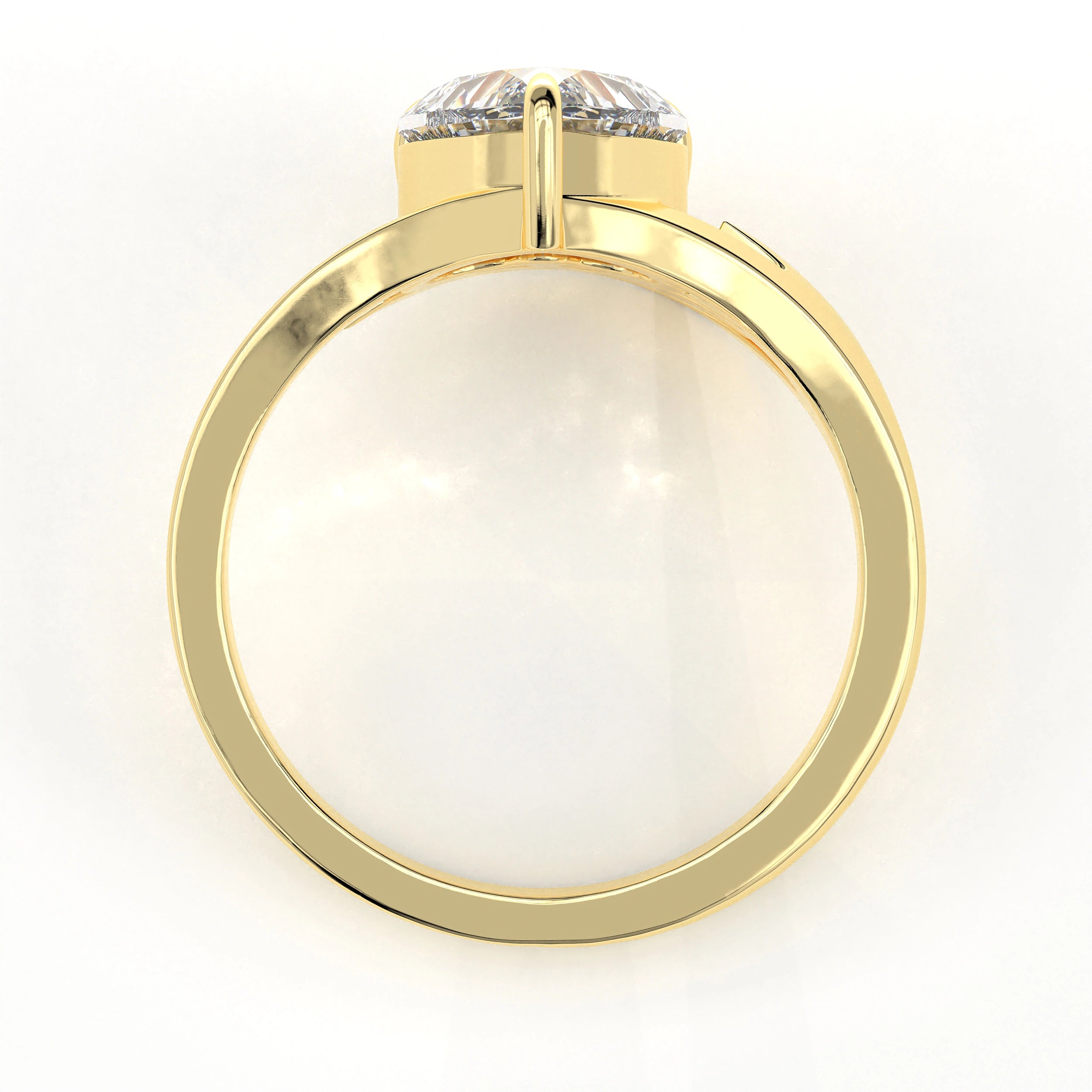 Metal View Of 2ct Heart Shape Lab Grown Diamond Ring with Nature Inspired Leaf Design