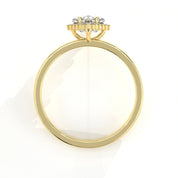 Metal View Of 0.61 carat Lozenge Shape Halo Diamond Ring with Vintage Cluster Frame