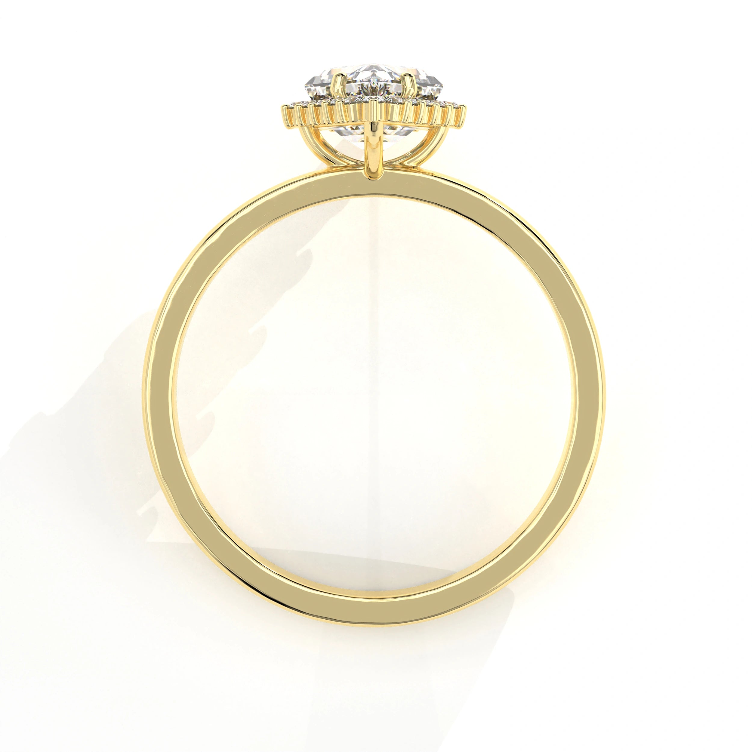 Metal View Of 0.61 carat Lozenge Shape Halo Diamond Ring with Vintage Cluster Frame